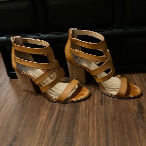 Charming Charlie Shoes - Brown Zippered Back Wedge’s sexy heels tan shoes